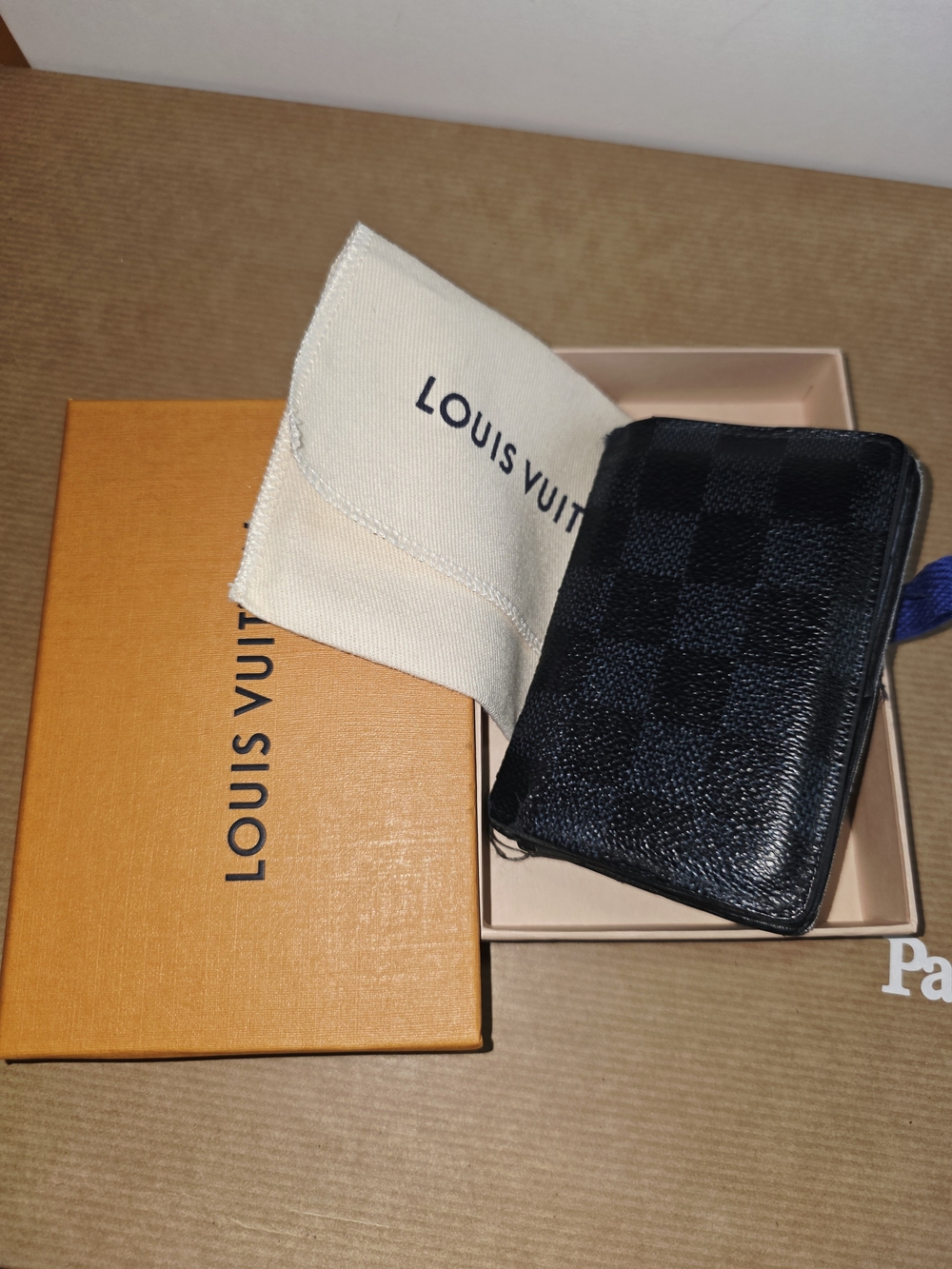 Louis Vuitton Men's Black Check Card Holder Wallet